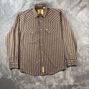 Larry Mahan Men's Long Sleeve Cowboy Shirt Striped Pearl Snap Size Large